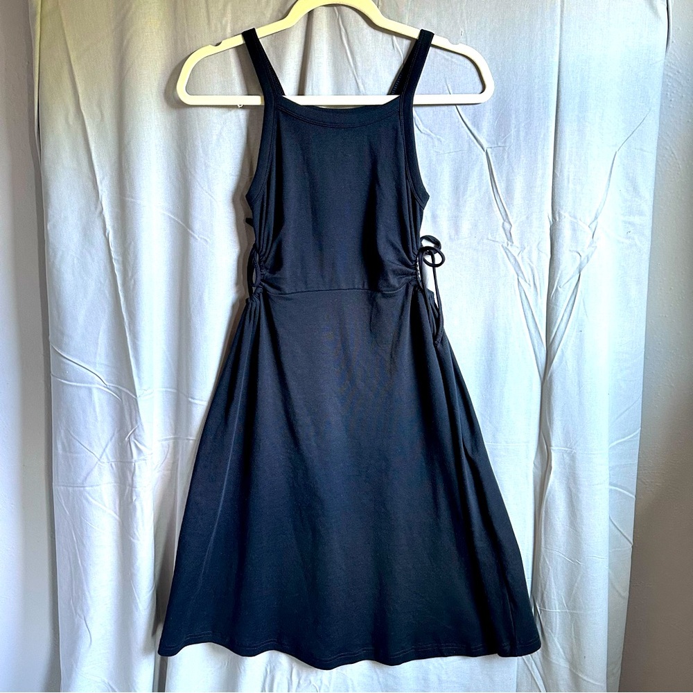 GAP Black Midi Dress with Side Tie
